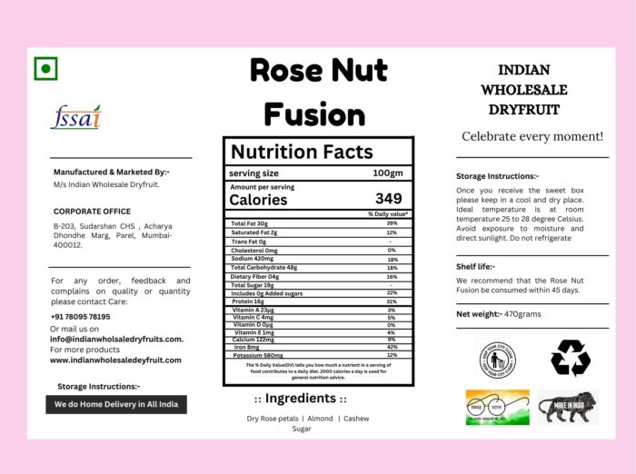 nutrient chart of rose nut fusion